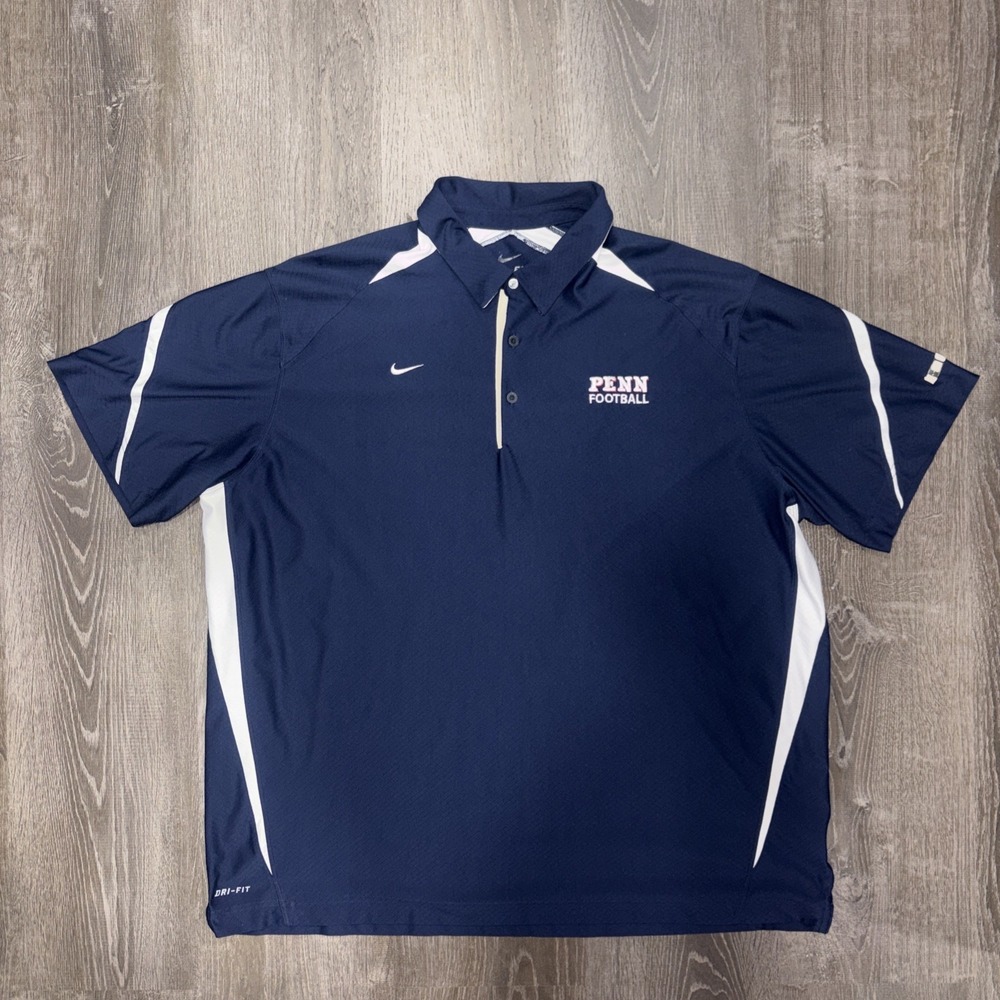 Nike Penn State Football Team Polo Shirt Men's 3XL Navy Blue Dri-FIT Athletic